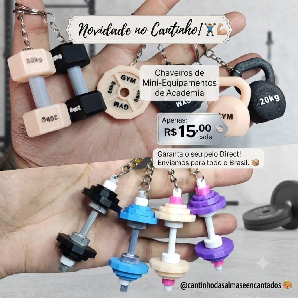 Chaveiros de mini-equipamentos de academia