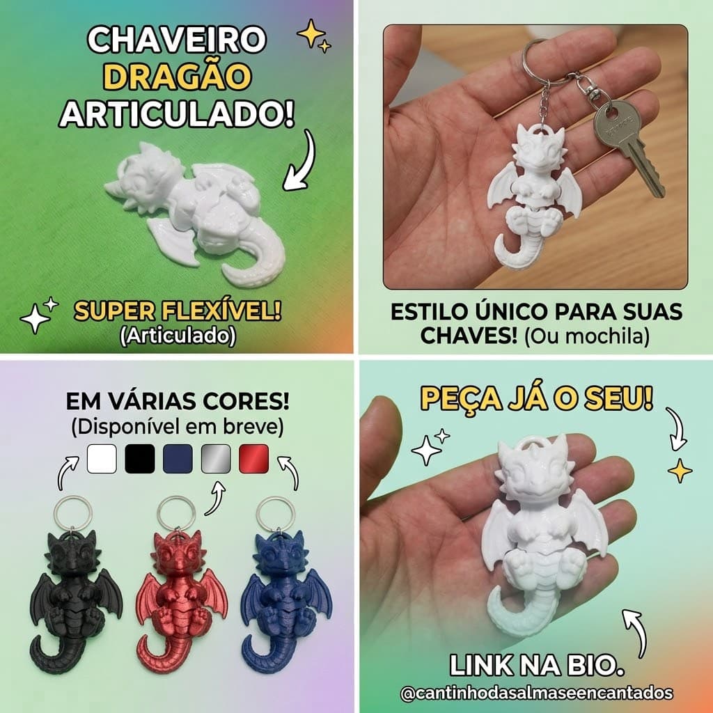 Chaveiro dragão articulado