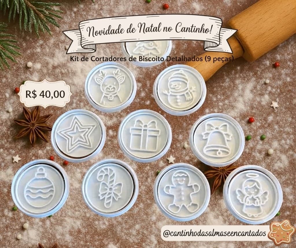 Kit de cortadores de biscoito detalhados