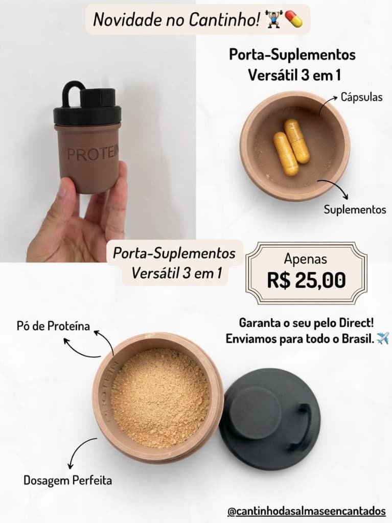 Porta-suplementos versátil 3 em 1